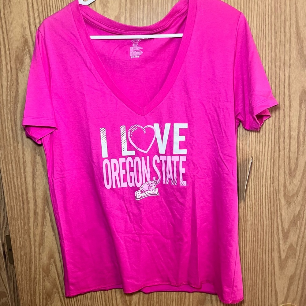 Pink Oregon State V-Neck T-Shirt